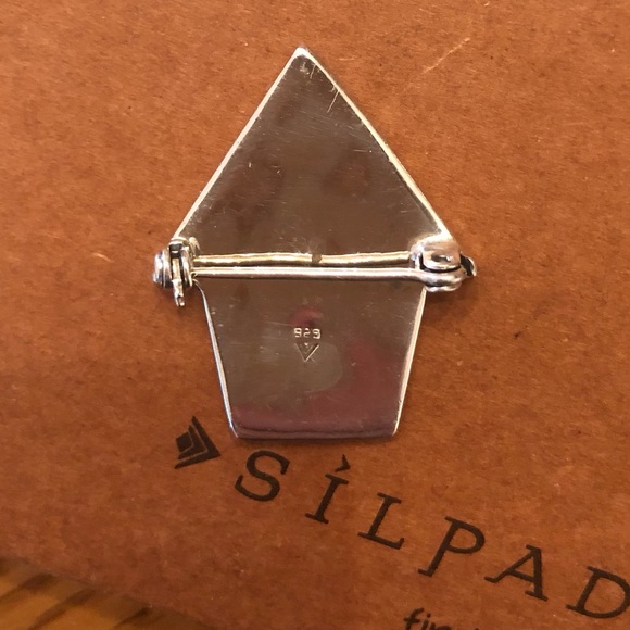 vintage-copper-cat-shaped-  Rare Vintage Silpada Sterling Copper Brass Cat Dog House Pin I0644